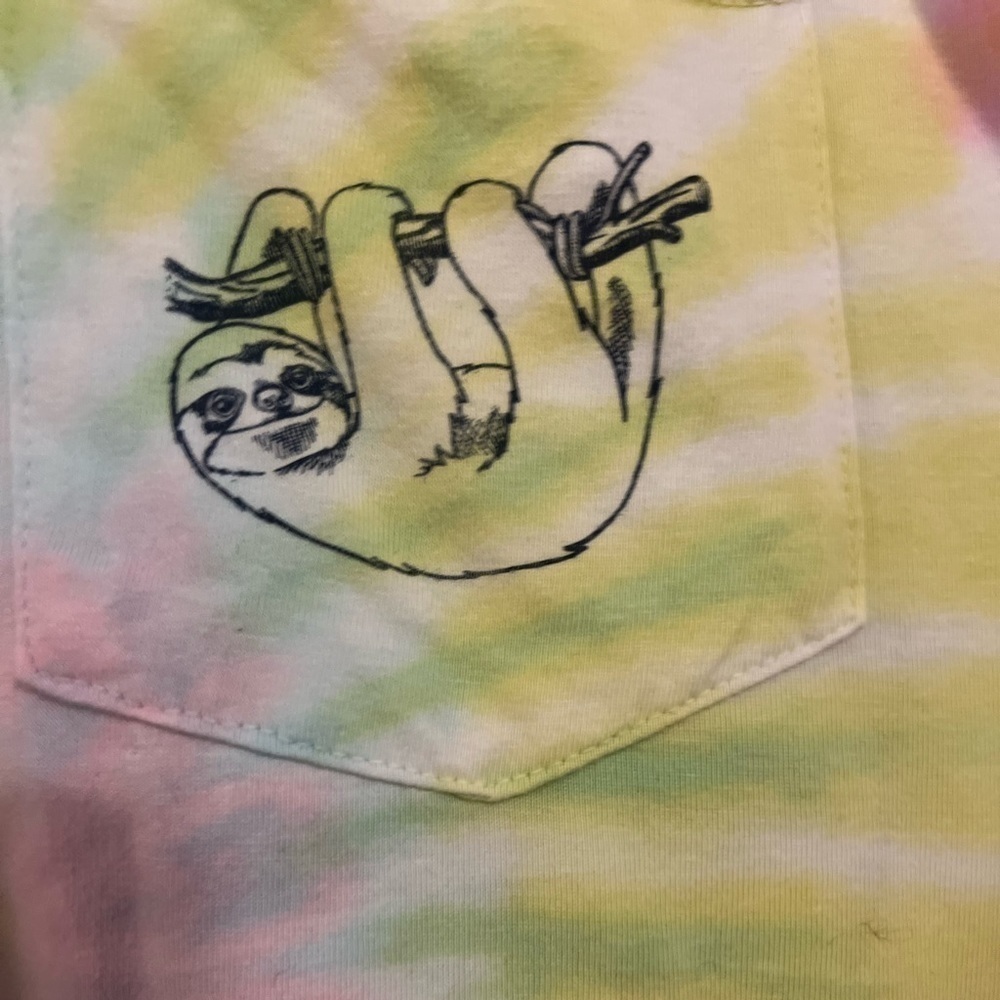 southern spirit sloth tie dye women’s pocket t-shirt small my spirit animal - Picture 3 of 4